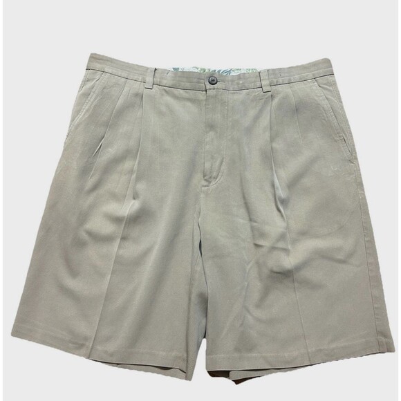 Tommy Bahama Other - Tommy Bahama  Chino Shorts Mens 36 / 9 Khaki Silk Cotton Pleated Casual READ